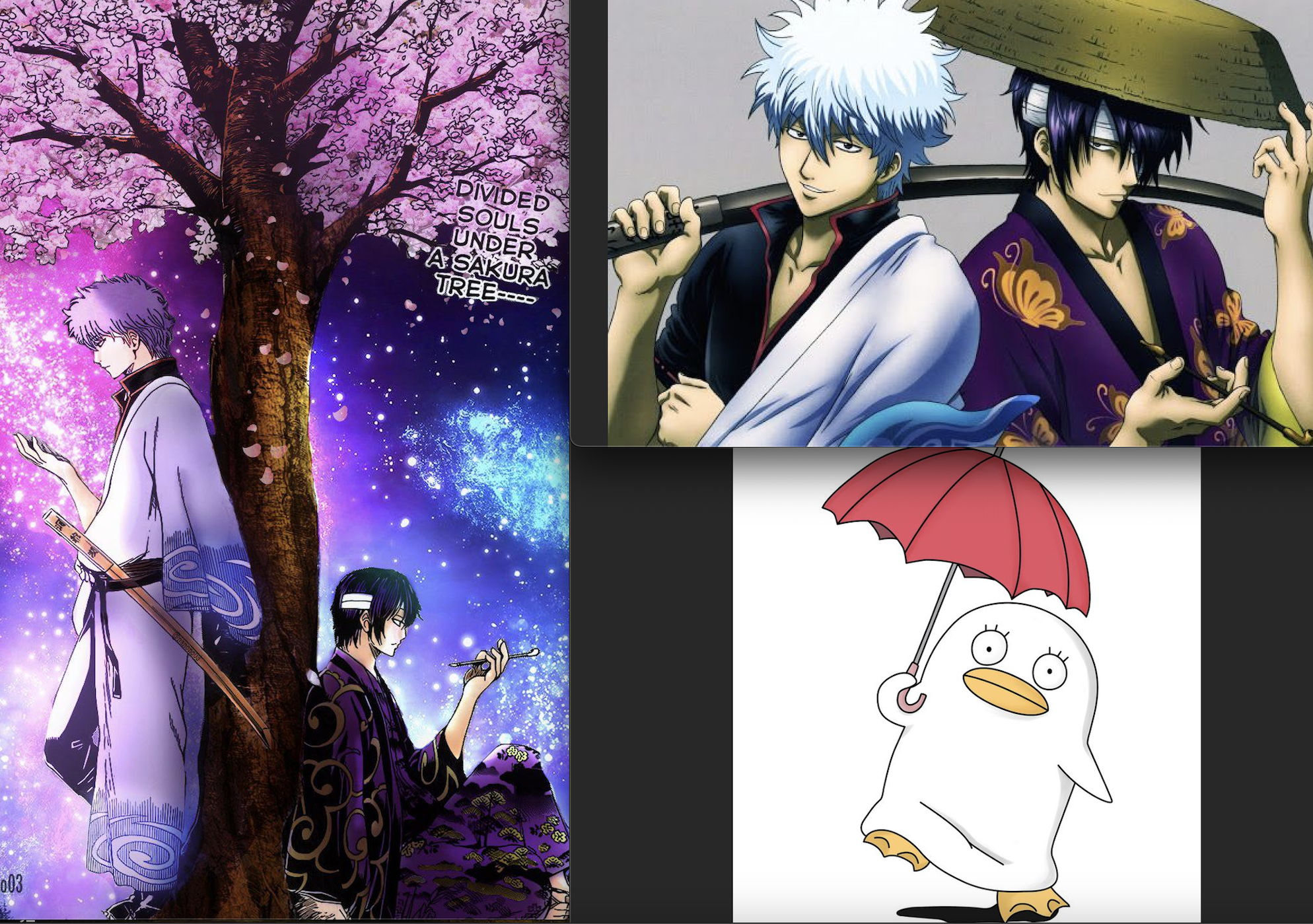 Gintoki & Takasugi (+ Elizabeth)