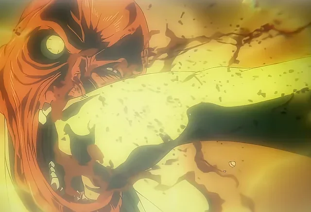 eren punching the warhammer titan mid transformation