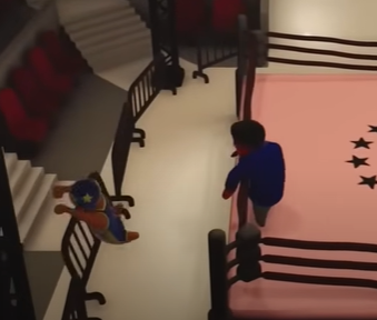 Mark throws dylan and dylan hits the gate
