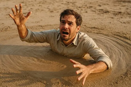 Escape From Quick Sand Half Sunken In