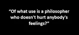 “Of what use is a philosopher who doesn't hurt anybody's feelings?”